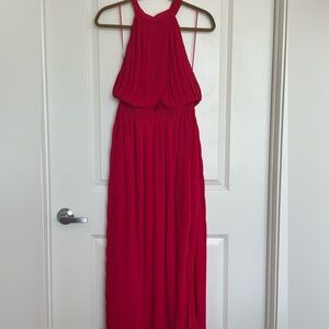 Red Pleated Maxi Dress